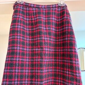 EUC Thick Wool Vintage Plaid Skirt--Pink, Purple, Gray, SMALL/MEDIUM 6-10